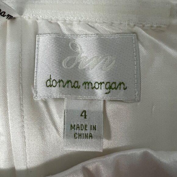 Donna Morgan Womens White Satin Strapless Formal Dress Bow Pencil Skirt size 4 - Picture 9 of 11